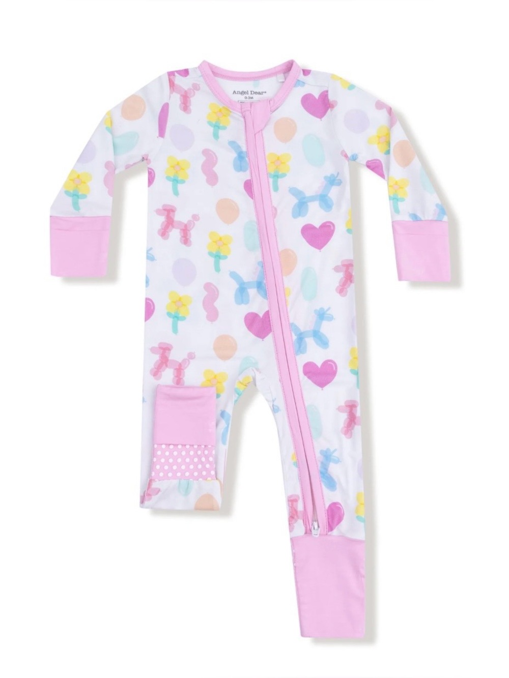 Angel Dear|Baby girl Bamboo White & Pink Pajama footies,Novelty Animal Print•NWT